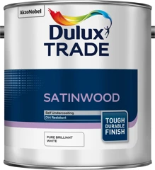Dulux Trade Satinwood Paint Pure Brilliant White 2.5L